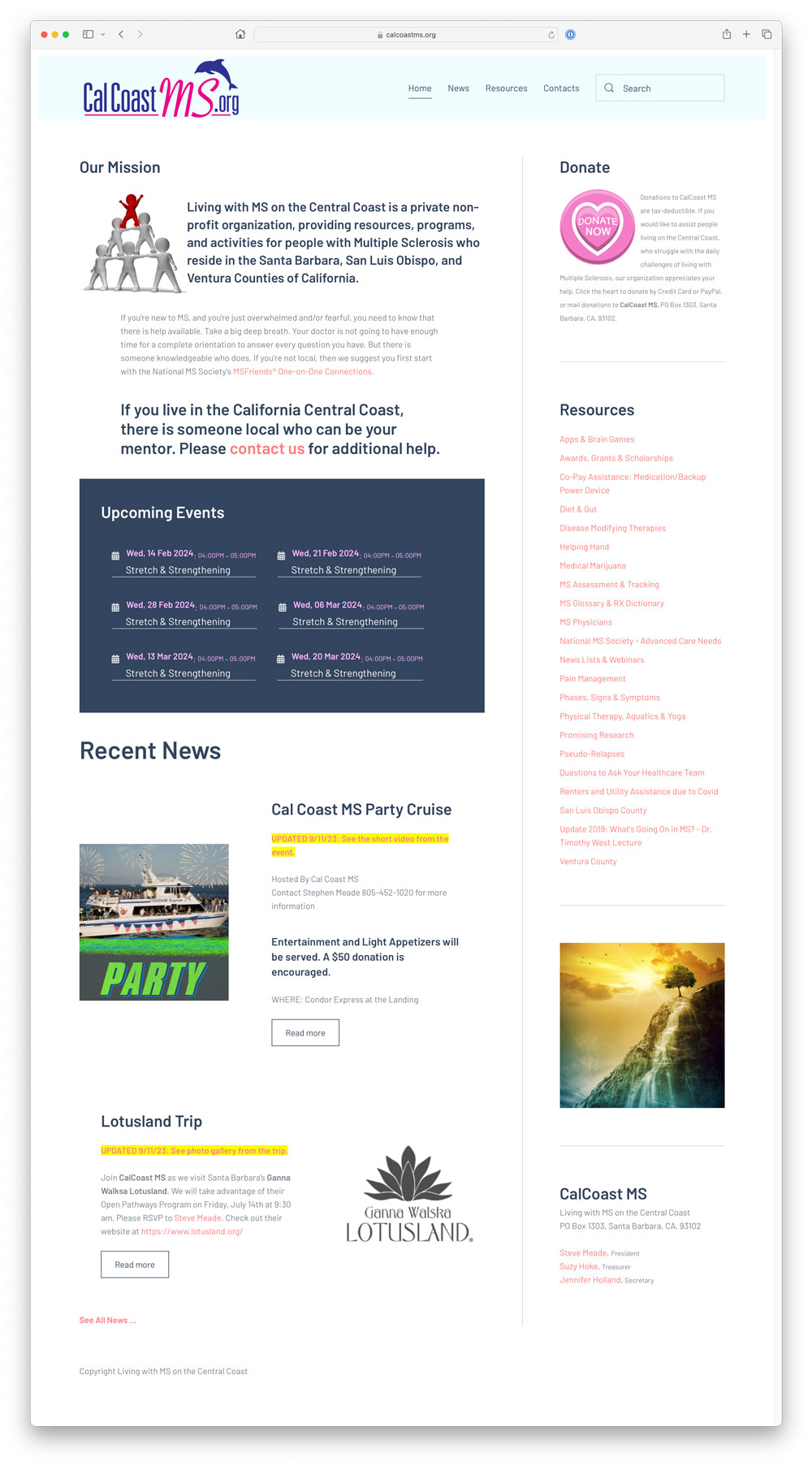 calcoastms.org screenshot